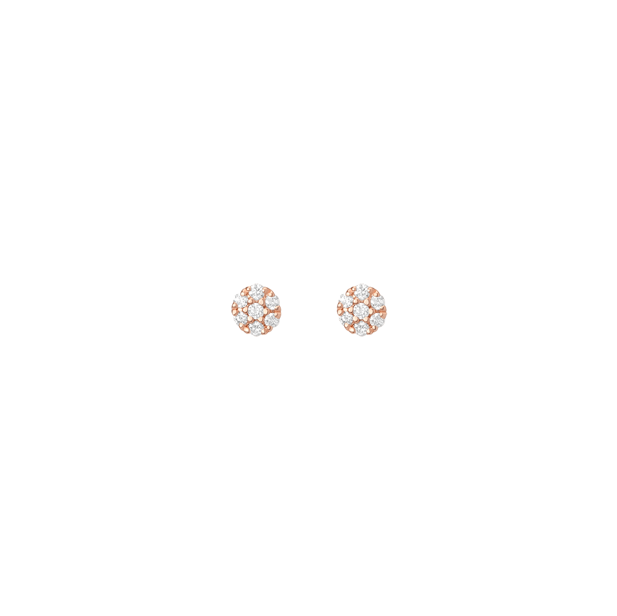 Diamond Cluster Studs Rose Gold Vermeil 14K 18K Pair Single | First