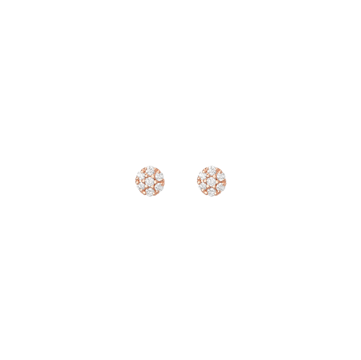 Diamond Cluster Studs Rose Gold Vermeil 14K 18K Pair Single | First