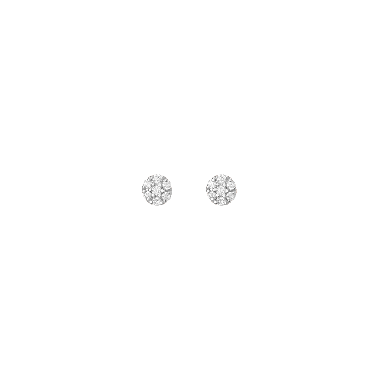 Diamond Cluster Studs White Gold Vermeil 14K 18K Pair Single | First