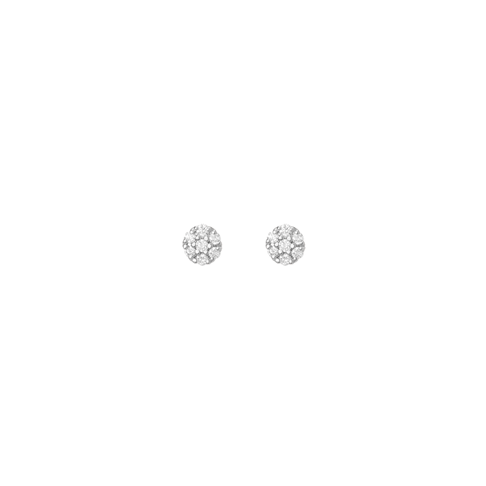 Diamond Cluster Studs White Gold Vermeil 14K 18K Pair Single | First