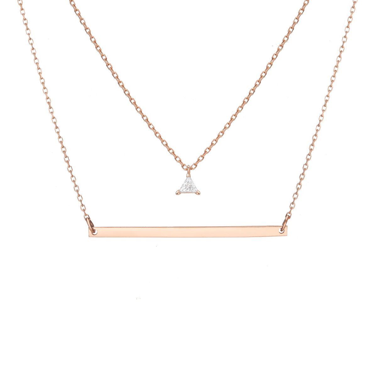 Bar None Necklace Set Rose Gold Vermeil 14K 18K First