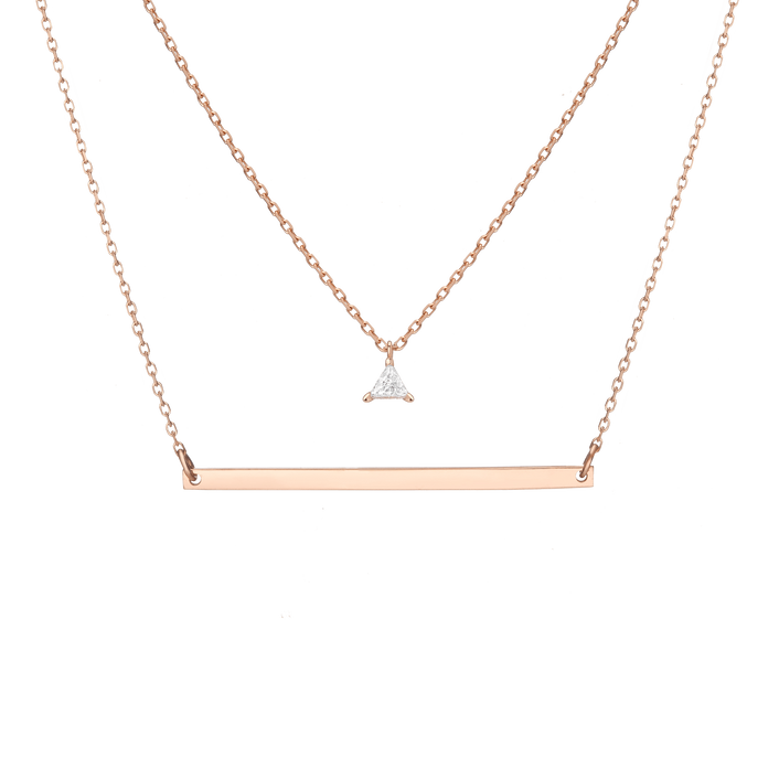 Bar None Necklace Set Rose Gold Vermeil 14K 18K First