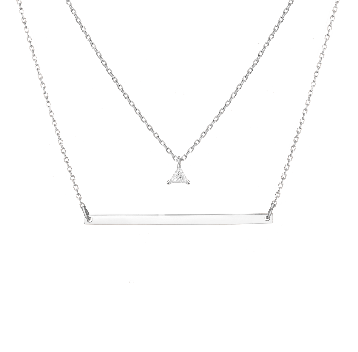 Bar None Necklace Set White Gold Vermeil 14K 18K First