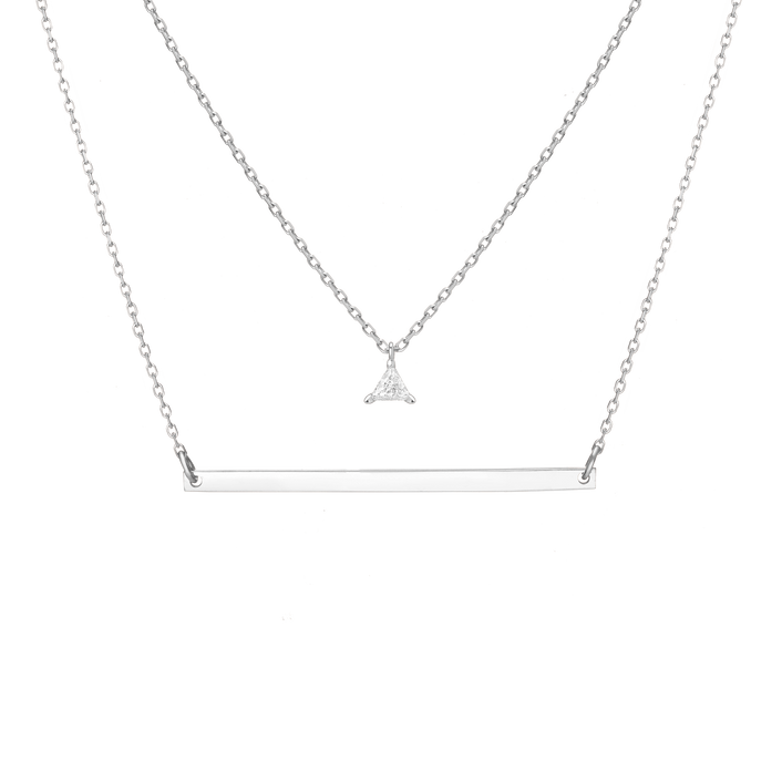 Bar None Necklace Set White Gold Vermeil 14K 18K First