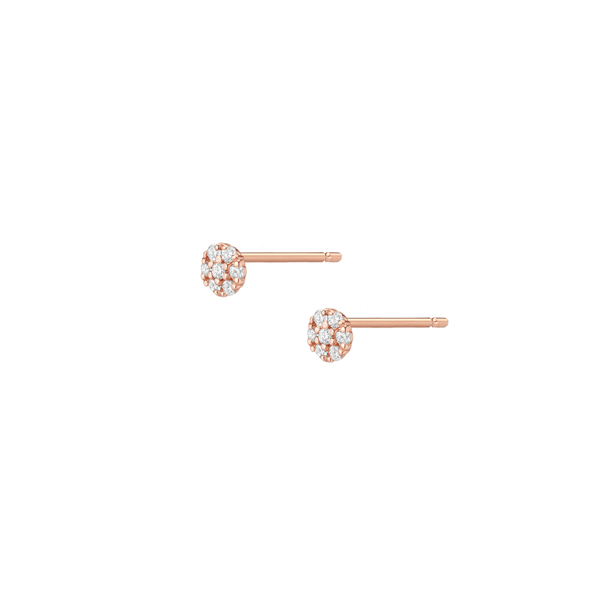 Diamond Cluster Studs Rose Gold Vermeil 14K 18K Pair Single |