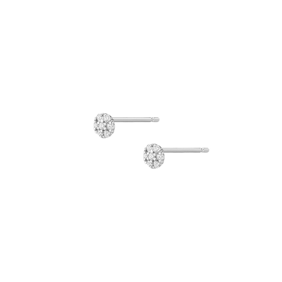 Diamond Cluster Studs White Gold Vermeil 14K 18K Pair Single |