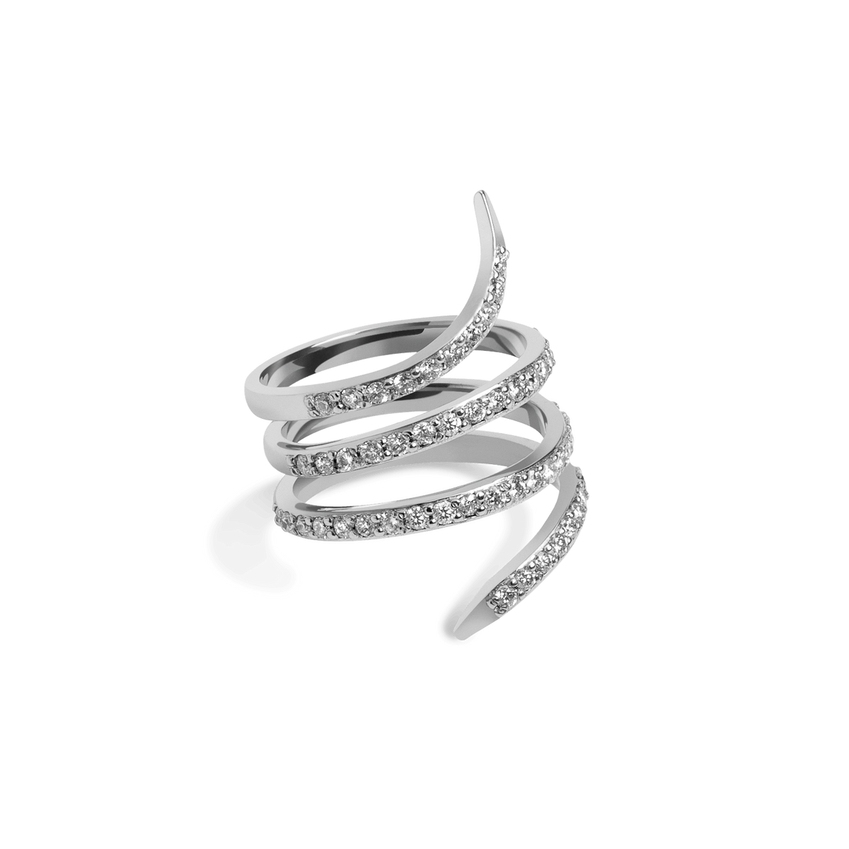 Diamond Snake Ring  Sterling Silver White Gold Vermeil 14k White Gold 18k White Gold White Diamonds Half Side