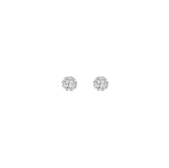 Diamond Ball Studs White Gold Vermeil 14K 18K Pair Single | First