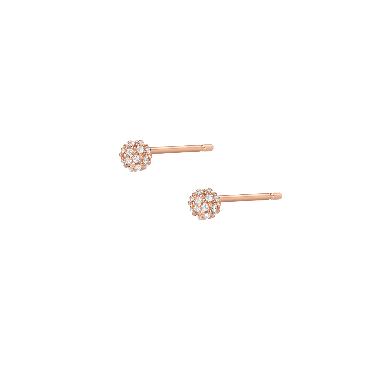 Diamond Ball Studs Rose Gold Vermeil 14K 18K Pair Single | 