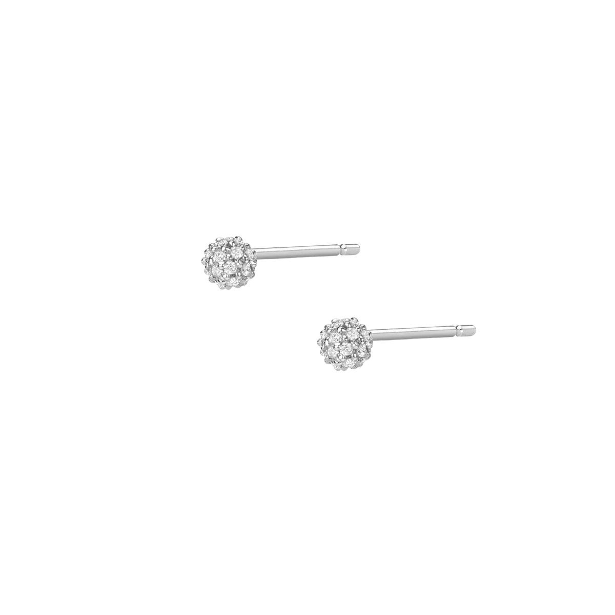 Diamond Ball Studs White Gold Vermeil 14K 18K Pair Single | 