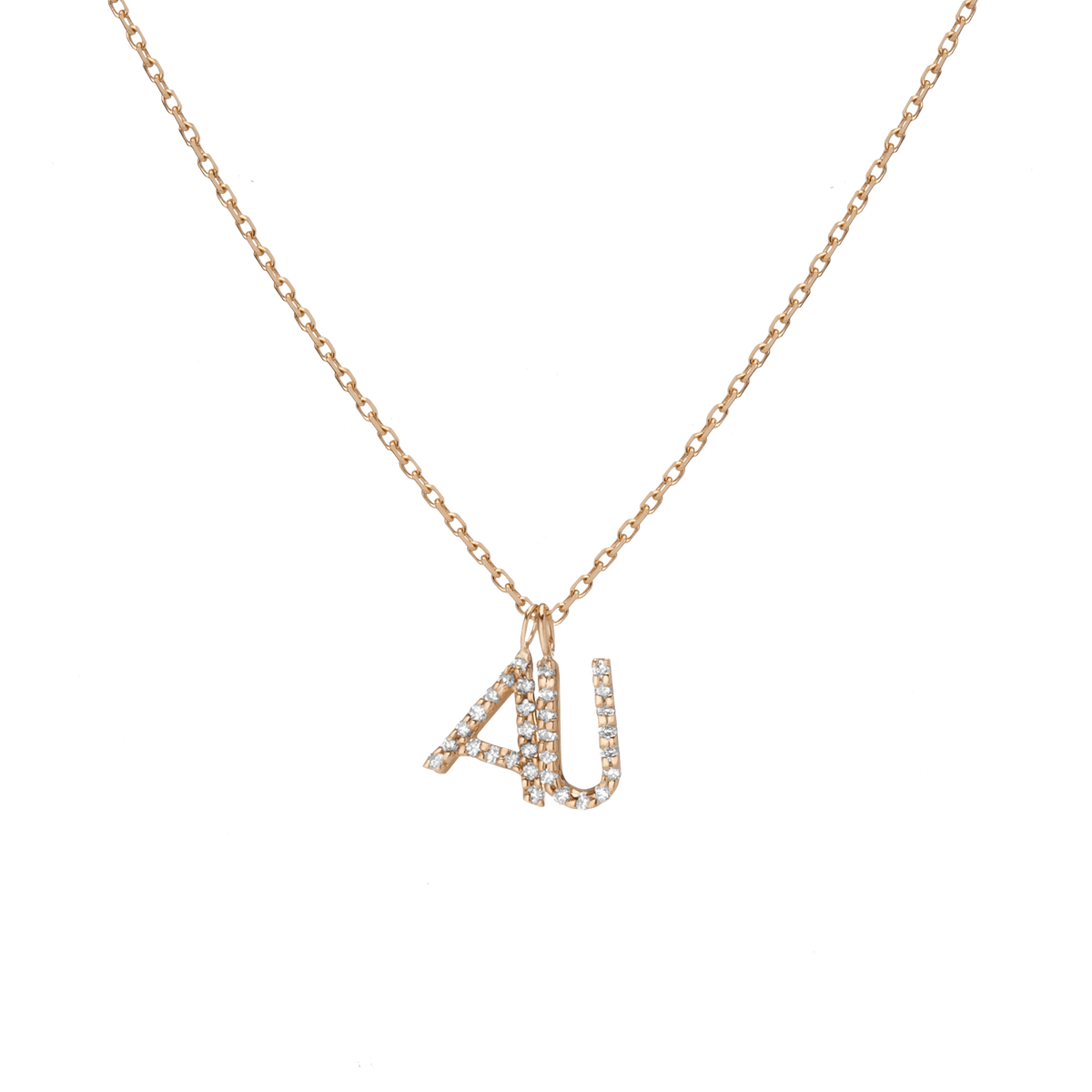 Double White Diamonds Mini Letter Charm Pendant 14K 18K Yellow Gold -A- -B- -C- -D- -E- -F- -G- -H- -I- -J- -K- -L- -M- -N- -O- -P- -Q- -R- -S- -T- -U- -V- -W- -X- -Y- -Z- First