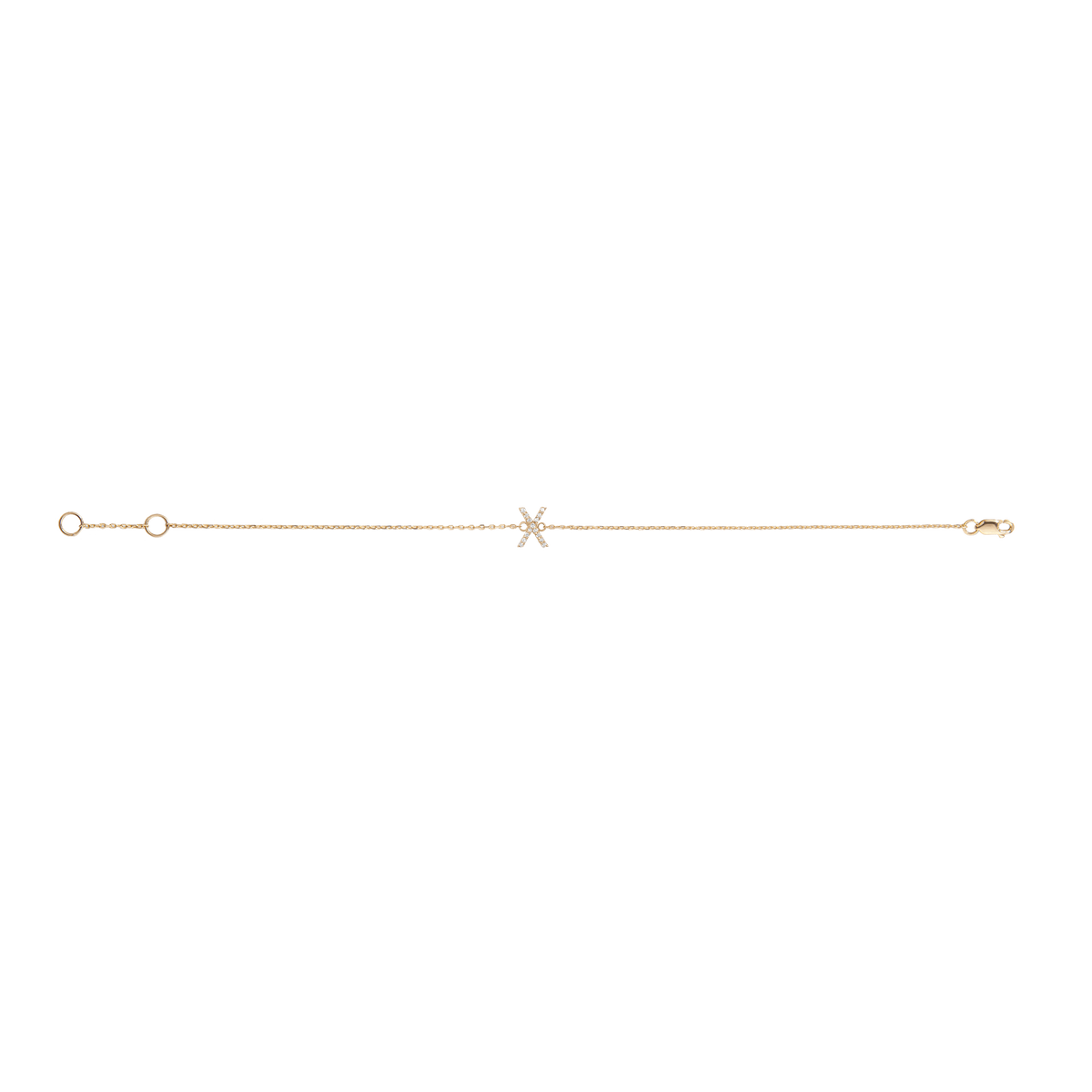 Mini Gold Letter Charm Bracelet with White Diamonds 14K Yellow Gold 18K Yellow Gold  -A-  -B-  -C-  -D-  -E-  -F-  -G-  -H-  -I-  -J-  -K-  -L- -M-  -N-  -O-  -P-  -Q-  -R-  -S-  -T-  -U-  -V-  -W-  -X-  -Y-  -Z-