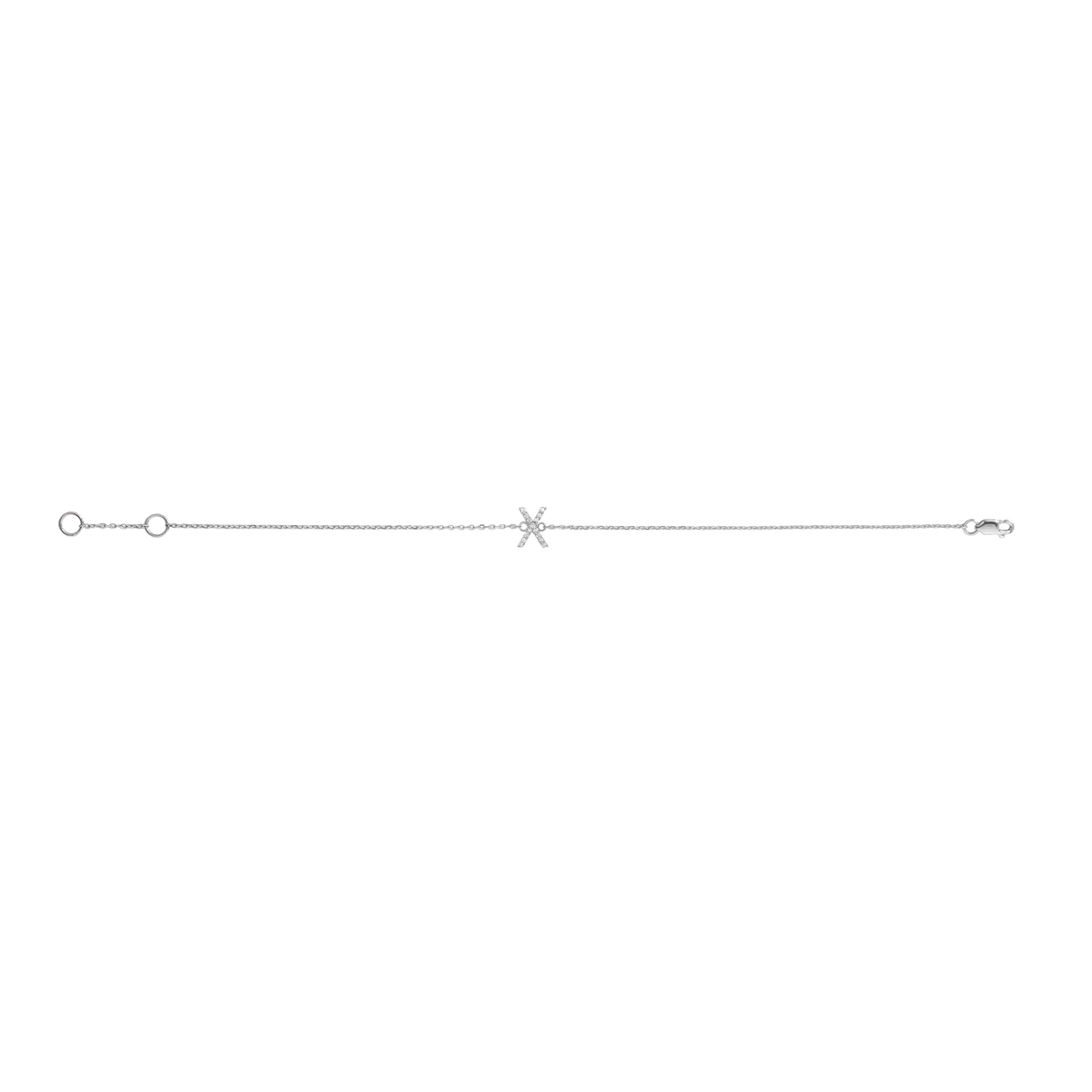 Mini Gold Letter Charm Bracelet with White Diamonds 14K White Gold 18K White Gold -A-  -B-  -C-  -D-  -E-  -F-  -G-  -H-  -I-  -J-  -K-  -L- -M-  -N-  -O-  -P-  -Q-  -R-  -S-  -T-  -U-  -V-  -W-  -X-  -Y-  -Z-