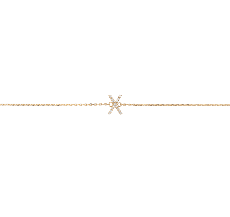Mini Gold Letter Charm Bracelet with White Diamonds 14K Yellow Gold 18K Yellow Gold First  -A-  -B-  -C-  -D-  -E-  -F-  -G-  -H-  -I-  -J-  -K-  -L- -M-  -N-  -O-  -P-  -Q-  -R-  -S-  -T-  -U-  -V-  -W-  -X-  -Y-  -Z-
