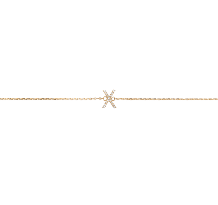 Mini Gold Letter Charm Bracelet with White Diamonds 14K Yellow Gold 18K Yellow Gold First  -A-  -B-  -C-  -D-  -E-  -F-  -G-  -H-  -I-  -J-  -K-  -L- -M-  -N-  -O-  -P-  -Q-  -R-  -S-  -T-  -U-  -V-  -W-  -X-  -Y-  -Z-