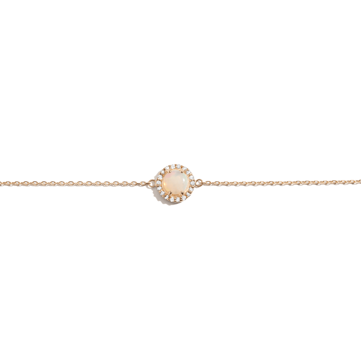 Halo Diamond Opal Bracelet Yellow Gold Vermeil 14K Yellow Gold 18K Yellow Gold White Diamonds First 