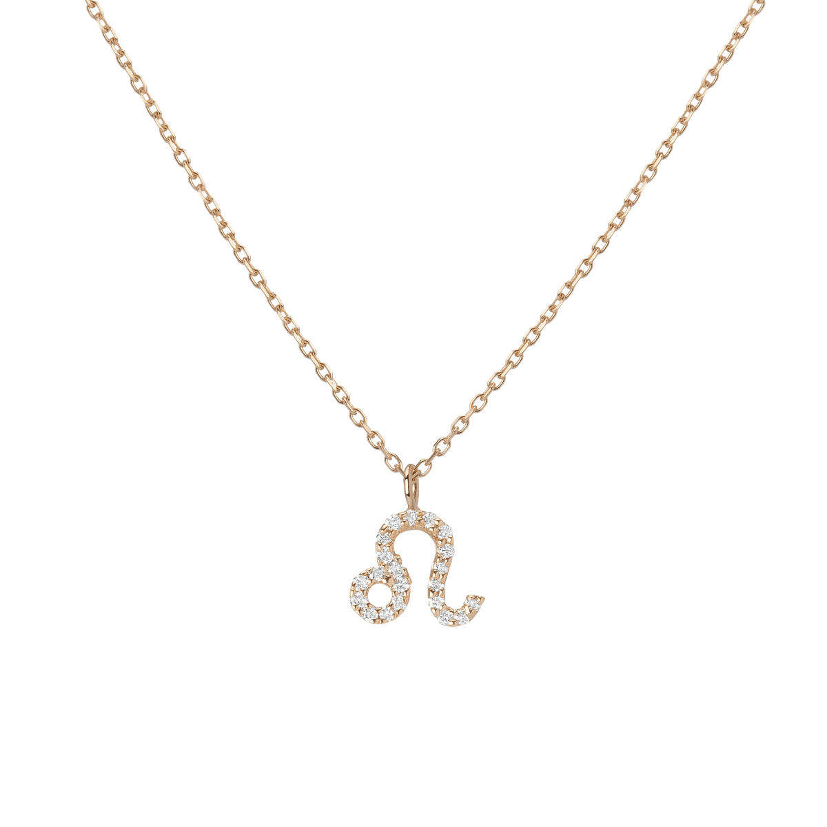 Pave Diamond Zodiac Necklace Leo 14K 18K Yellow Gold