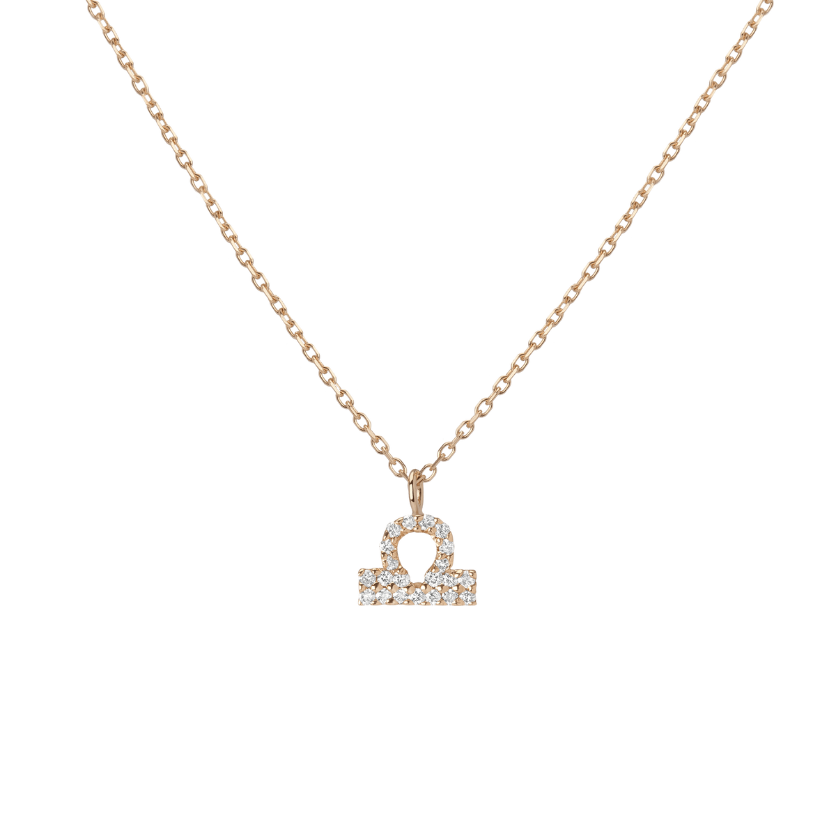 Pave Diamond Zodiac Necklace Libra 14K 18K Yellow Gold