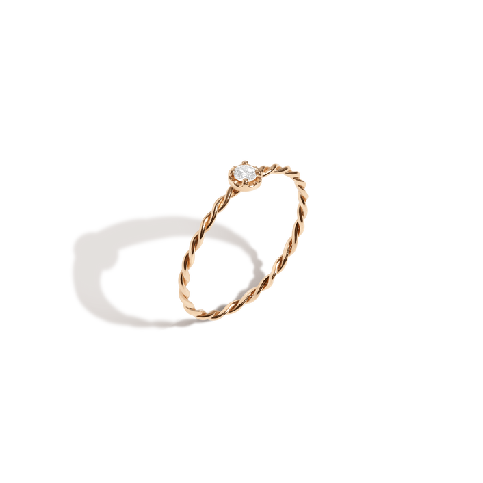 Midi Stackable Twist Diamond Ring 14K Yellow Gold 18K Yellow Gold First