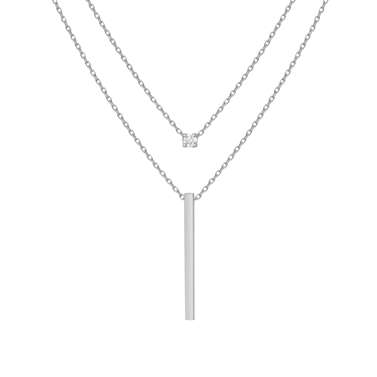 Necklace Stacking Set White Gold Vermeil 14K 18K First