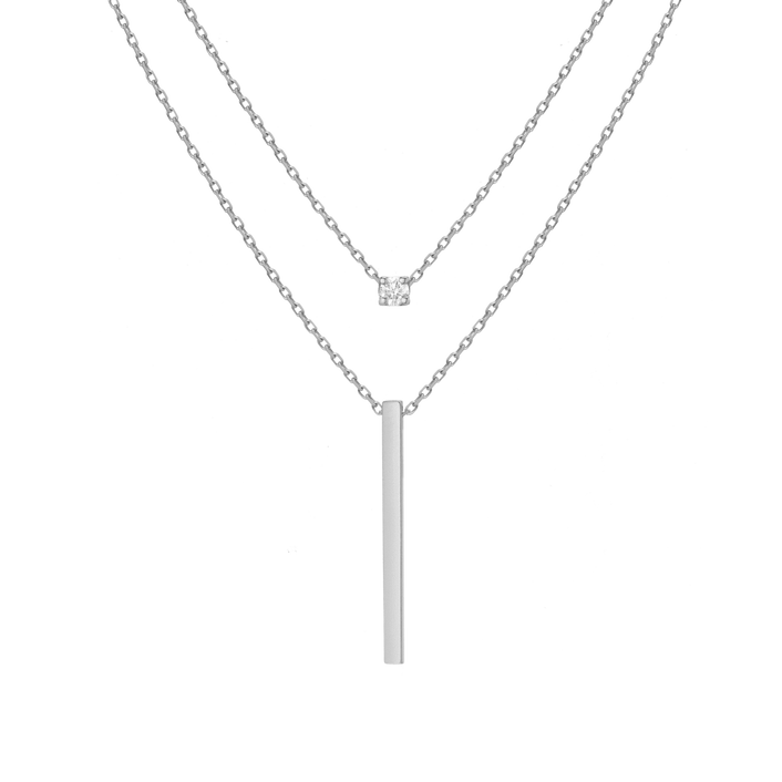Necklace Stacking Set White Gold Vermeil 14K 18K First