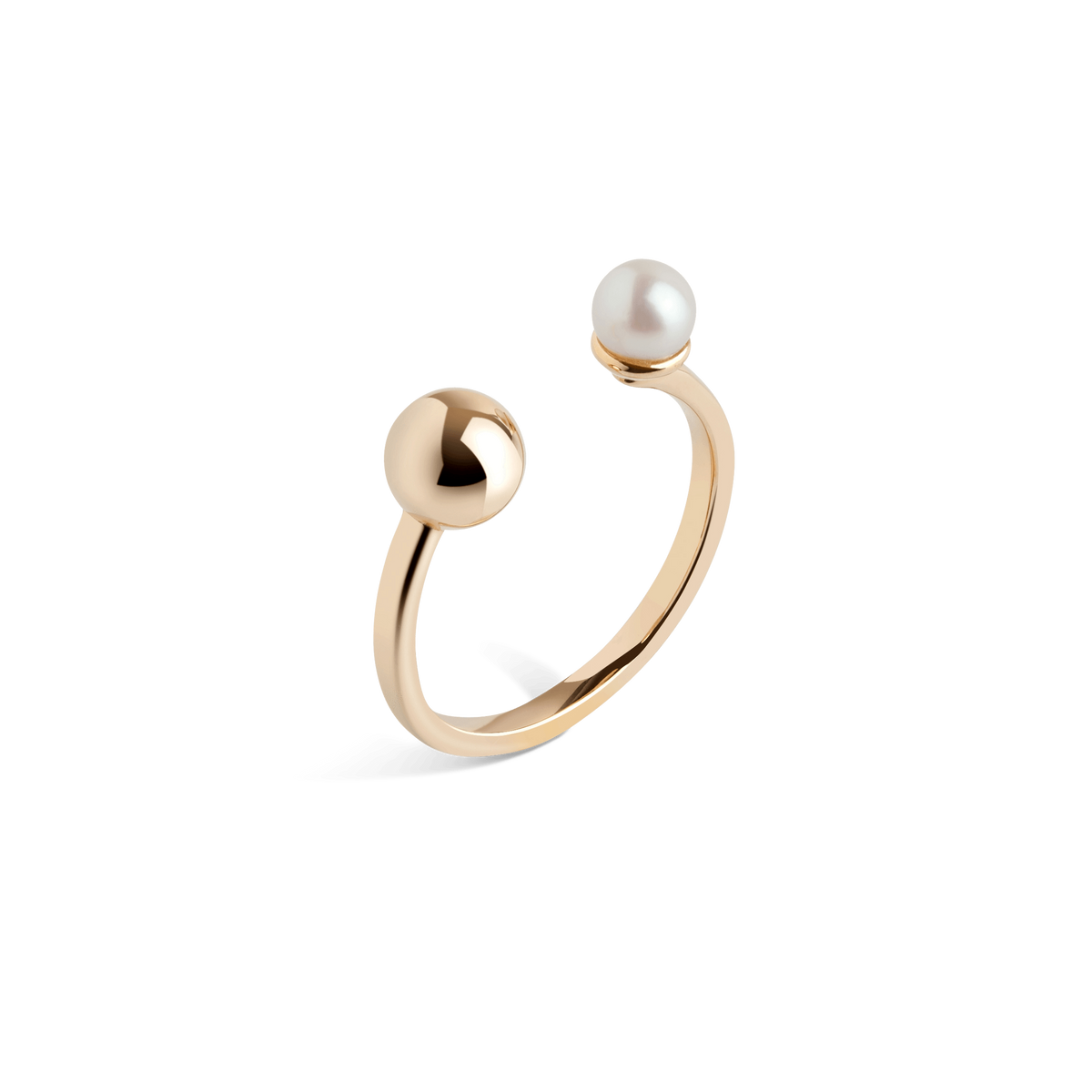 Asymmetric Pearl Ring Yellow Gold Vermeil 14k Yellow Gold 18k Yellow Gold Half Side