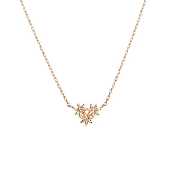 Flower Necklace Mini Pendant with Diamonds Yellow Gold Vermeil 14k Yellow Gold 18k Yellow Gold White Diamonds    Front First