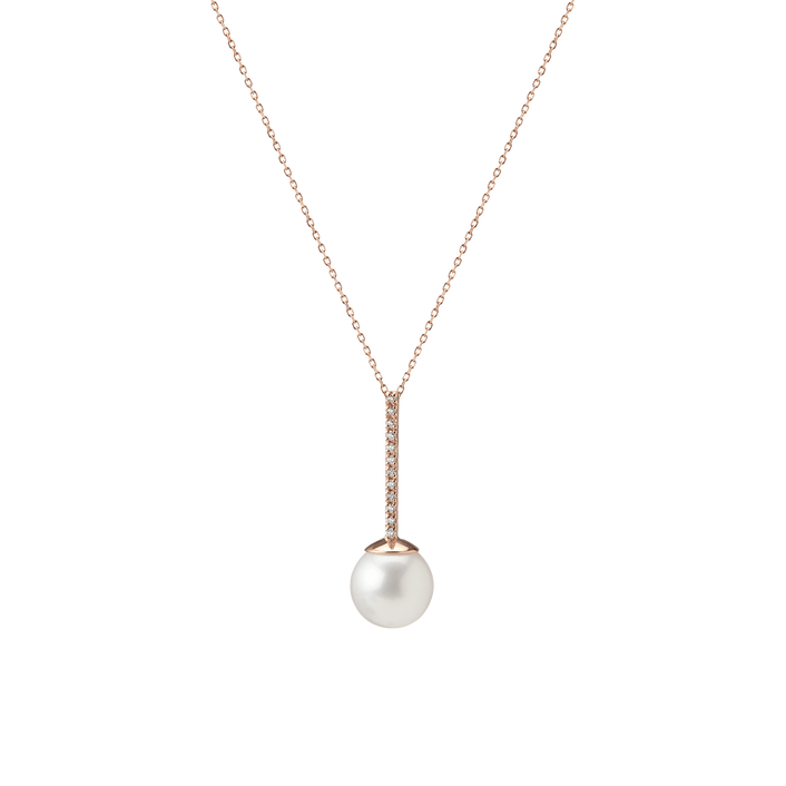 Proud Pearl Pendant with Diamonds Rose Gold Vermeil 14k Rose Gold 18k Rose Gold White Diamonds First