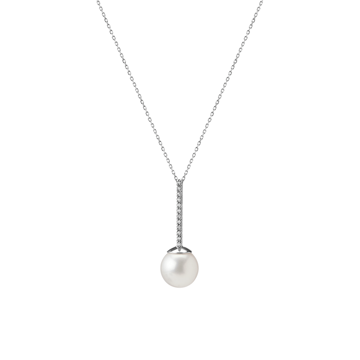 Proud Pearl Pendant with Diamonds White Gold Vermeil 14k White Gold 18k White Gold White Diamonds First