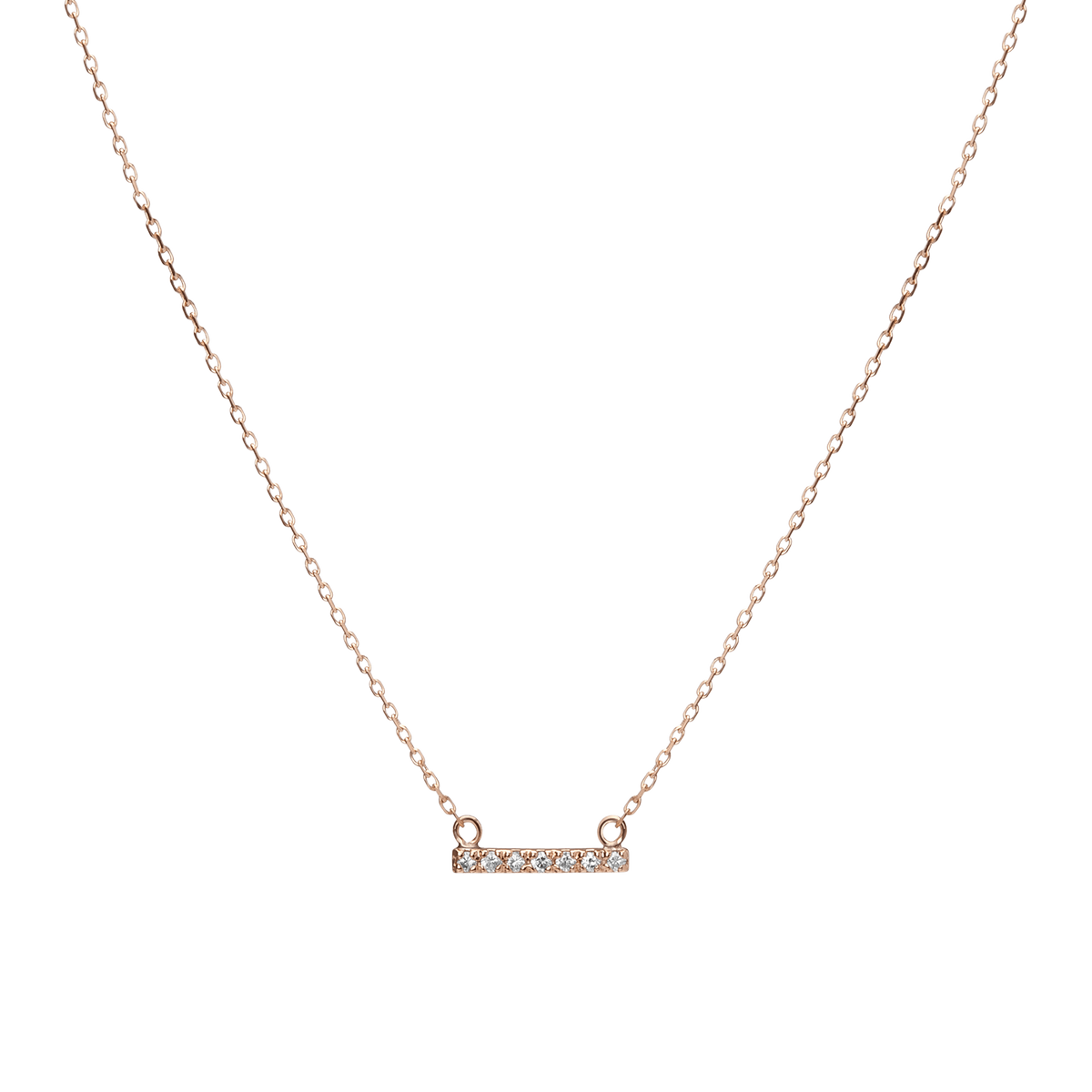 Midi Diamond Bar Pendant Rose Gold Vermeil 14k Rose Gold 18k Rose Gold White Diamonds First