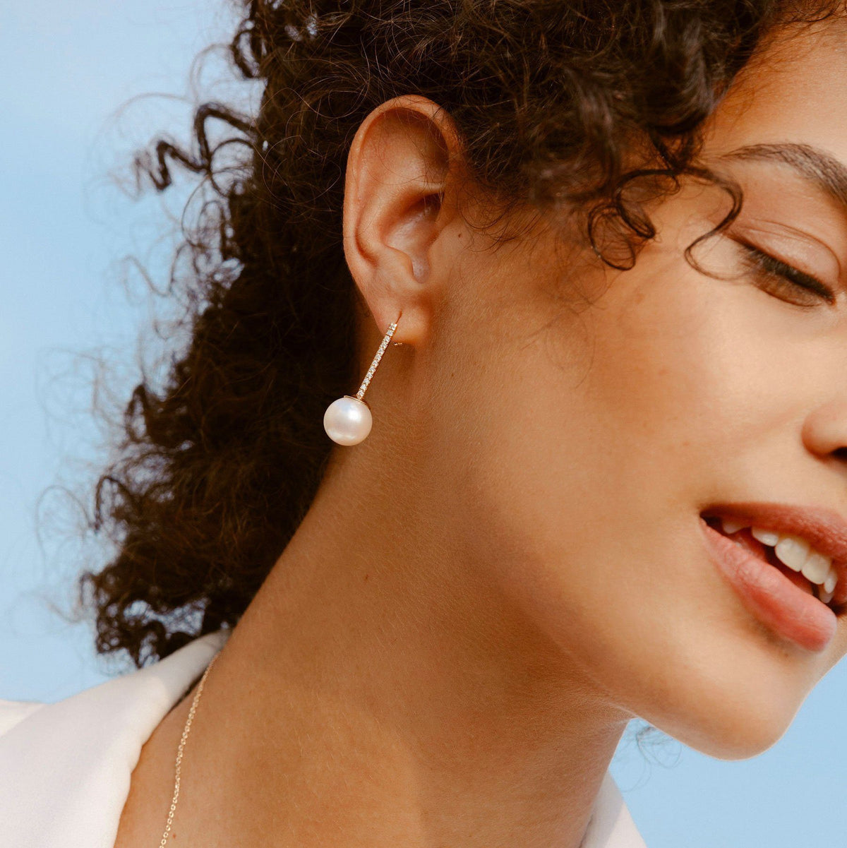 Proud Pearl Earrings Lifestyle Model