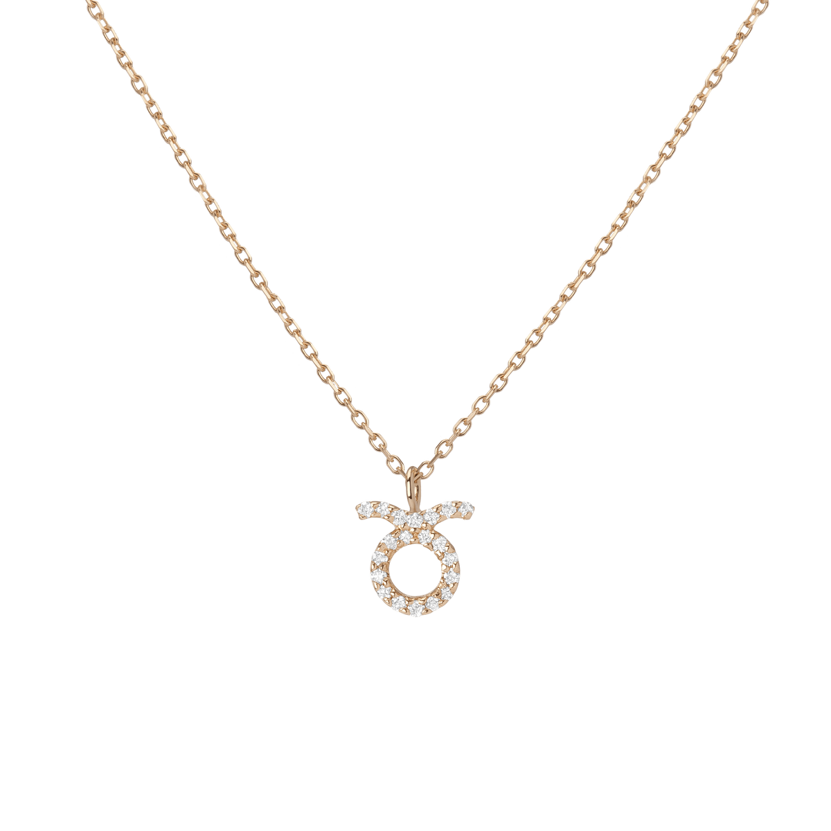 Pave Diamond Zodiac Necklace Taurus 14K 18K Yellow Gold