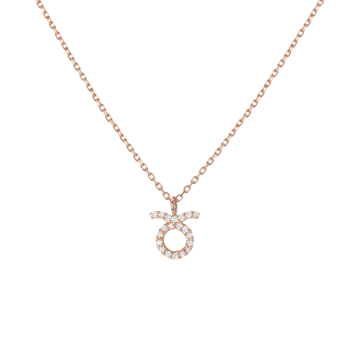 Pave Diamond Zodiac Necklace Taurus 14K 18K Rose Gold