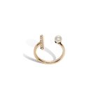 Open Pearl Ring with White Diamonds