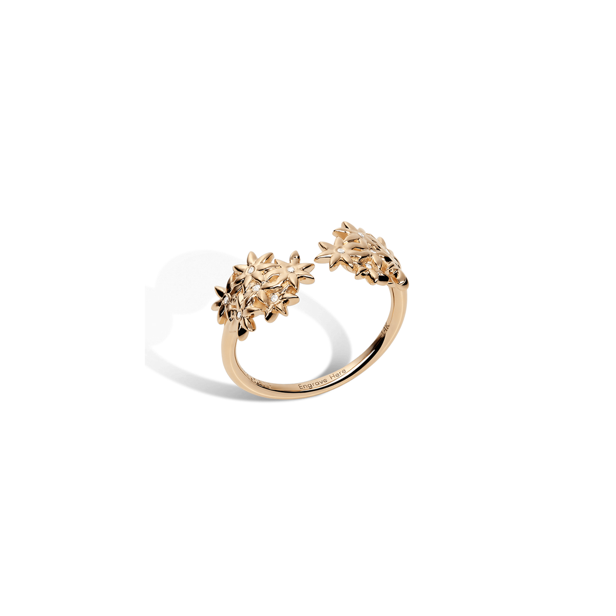 Flower Ring Open with Diamonds Yellow Gold Vermeil 14k Yellow Gold 18k Yellow Gold White Diamonds Flower Ring Open with Diamonds Rose Gold Vermeil 14k Rose Gold 18k Rose Gold White Diamonds Flower Ring Open with Diamonds Sterling Silver White Gold Vermeil 14k White Gold 18k White Gold White Diamonds