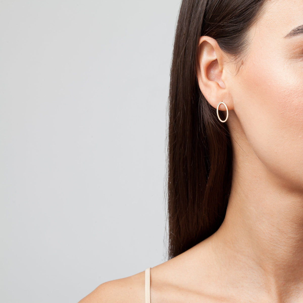 Oval Stud Earrings On Model