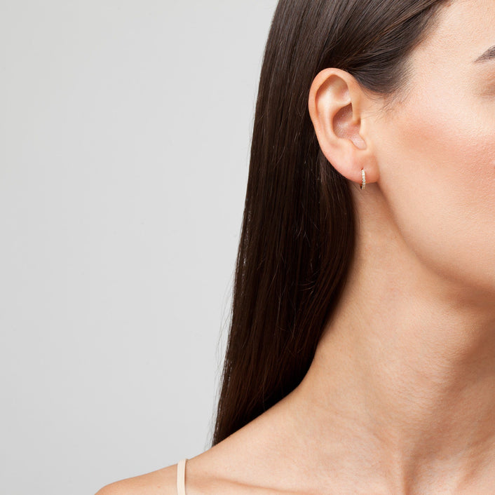 Huggie Earrings with White Diamonds