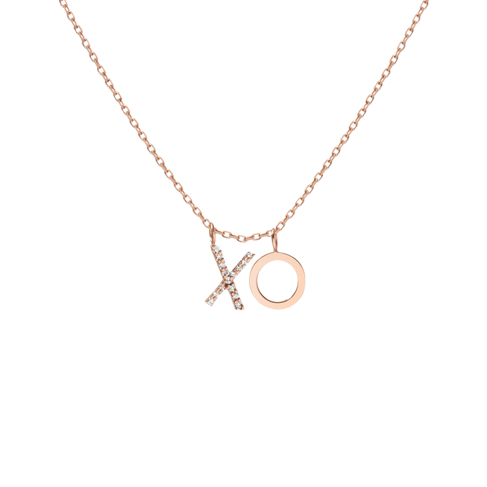 Double Mini Letter Charm Pendant with White Diamonds 14K 18K Rose Gold -A- -B- -C- -D- -E- -F- -G- -H- -I- -J- -K- -L- -M- -N- -O- -P- -Q- -R- -S- -T- -U- -V- -W- -X- -Y- -Z- First