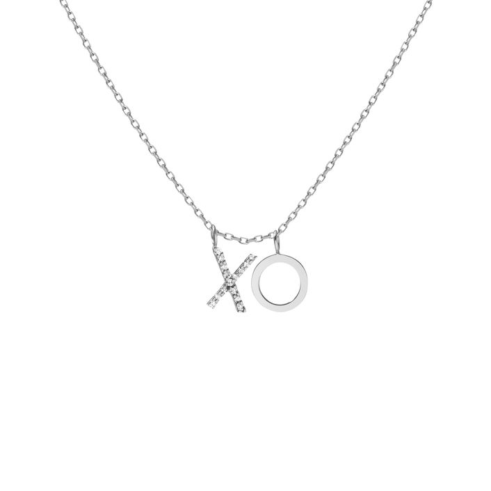 Double Mini Letter Charm Pendant with White Diamonds 14K 18K White Gold -A- -B- -C- -D- -E- -F- -G- -H- -I- -J- -K- -L- -M- -N- -O- -P- -Q- -R- -S- -T- -U- -V- -W- -X- -Y- -Z- First