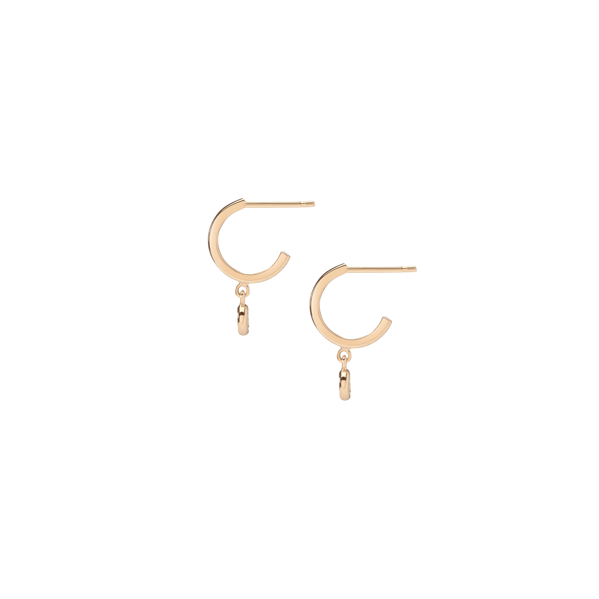 Huggie Earrings with Bezel Yellow Gold Vermeil 14k Yellow Gold 18k Yellow Gold White Diamonds    Single | Pair |