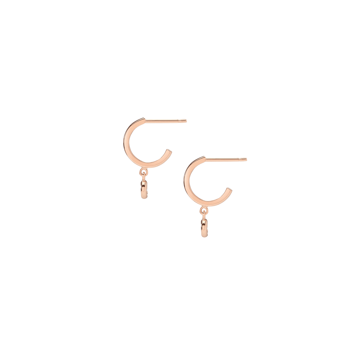 Huggie Earrings with Bezel Rose Gold Vermeil 14k Rose Gold 18k Rose Gold White Diamonds    Single | Pair |