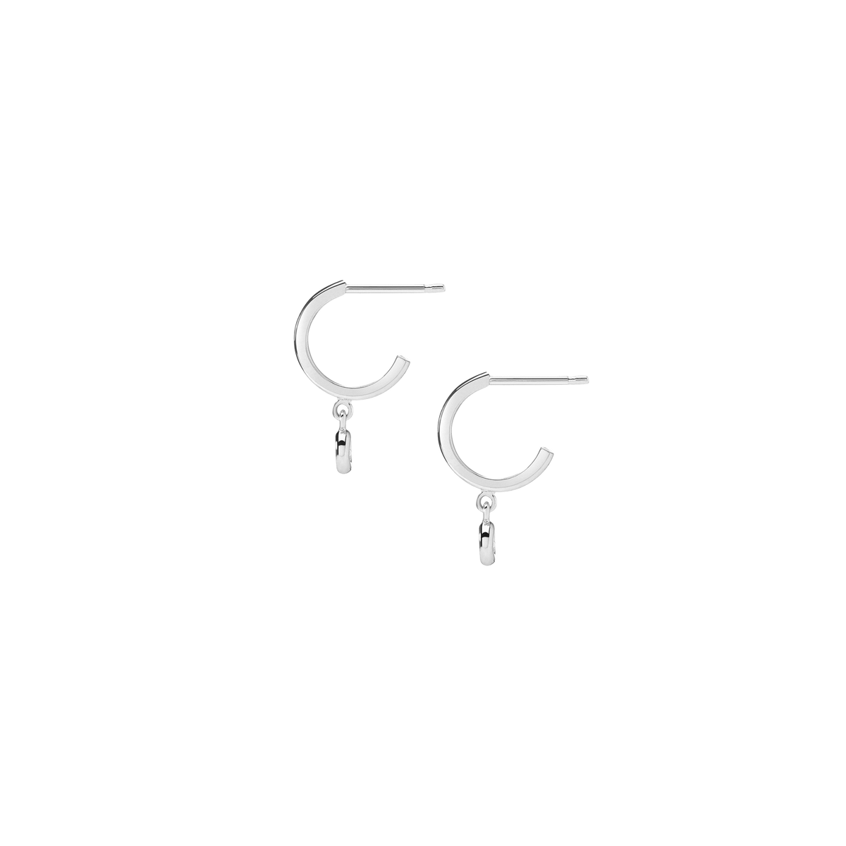 Huggie Earrings with Bezel White Gold Vermeil 14k White Gold 18k White Gold White Diamonds    Single | Pair |