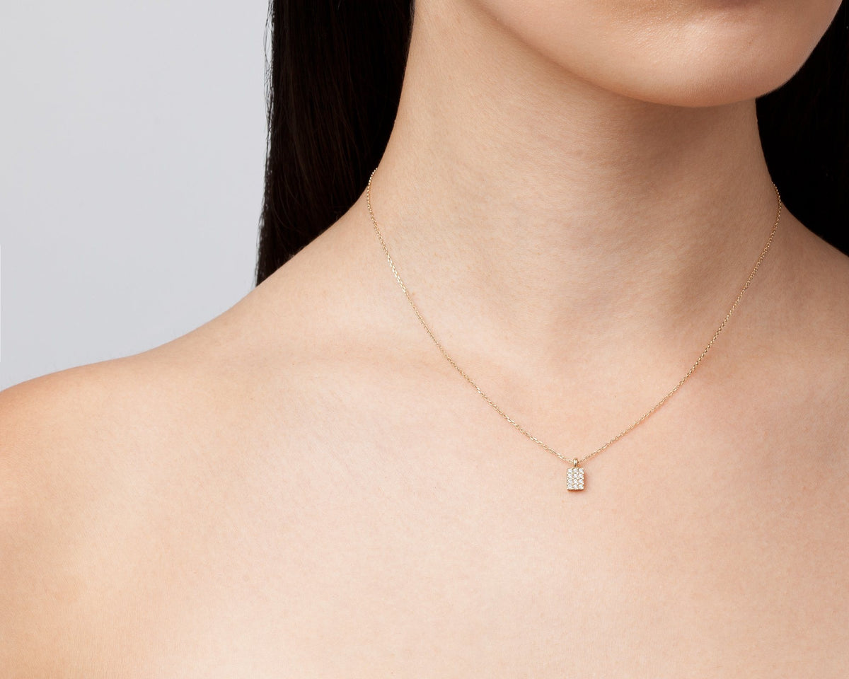 Diamond Signet Pendant On Model