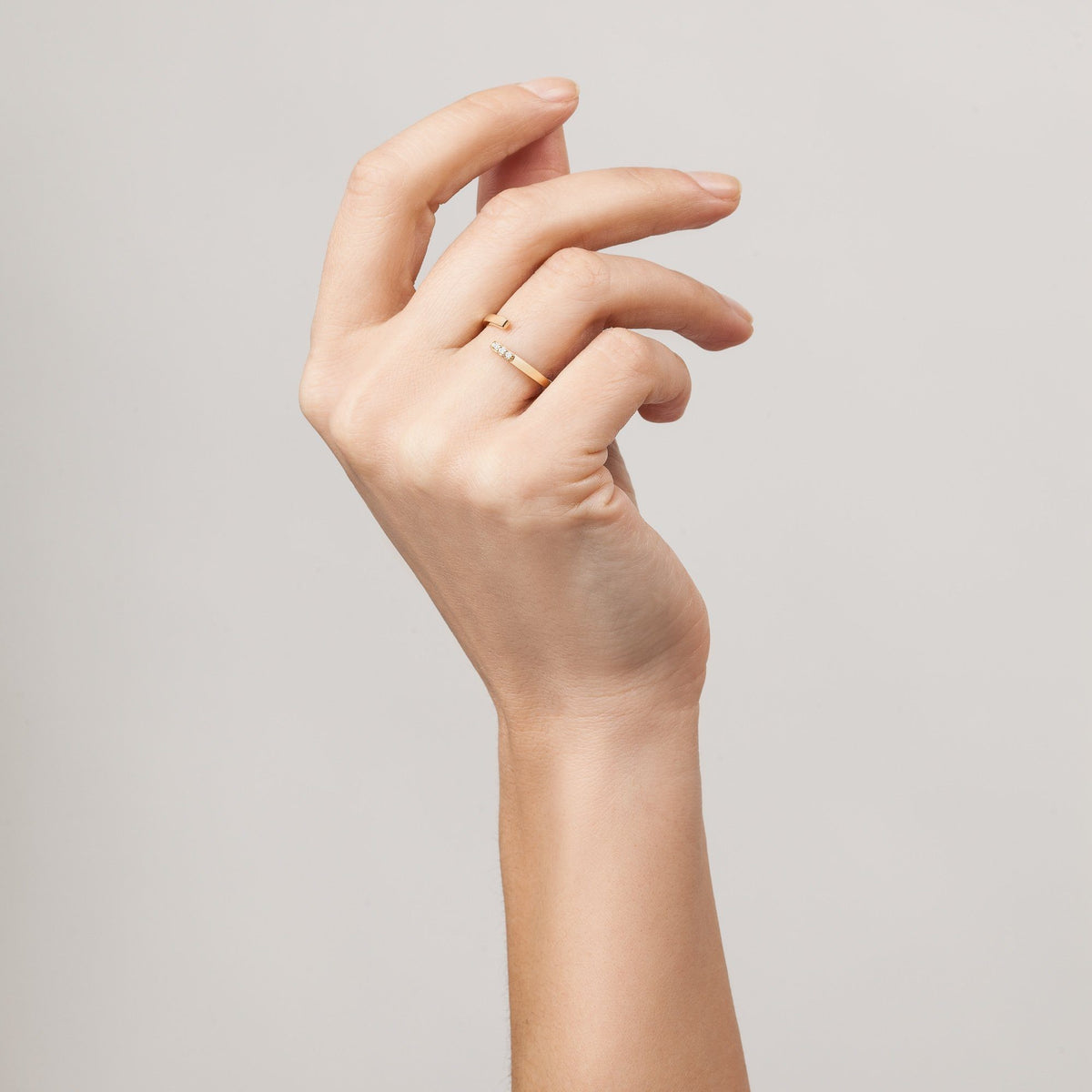 Mini Wraparound Ring with White Diamonds On Model