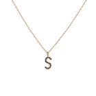 Mini Letter Charm Pendant with Black Diamonds