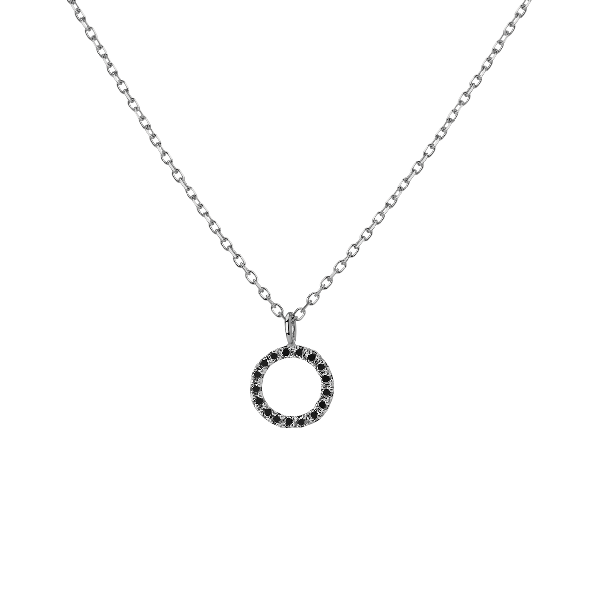 Mini Letter Charm Pendant  White Gold Vermeil 14k White Gold 18k White Gold Black Diamonds   '-O- 