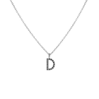 Mini Letter Charm Pendant with Black Diamonds