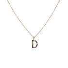 Mini Letter Charm Pendant with Black Diamonds