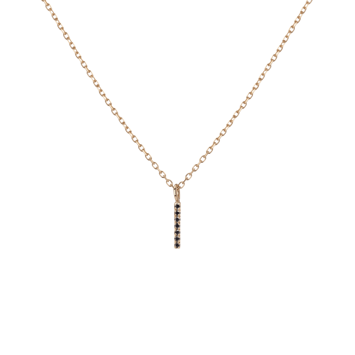 Mini Letter Charm Pendant  Yellow Gold Vermeil 14k Yellow Gold 18k Yellow Gold Black Diamonds   '-I- 