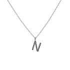 Mini Letter Charm Pendant with Black Diamonds